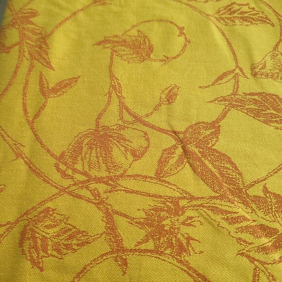 Garnier linge de table Thiebaut Cotton French Tablecloth yellow orange 67x94 new - Picture 6 of 10